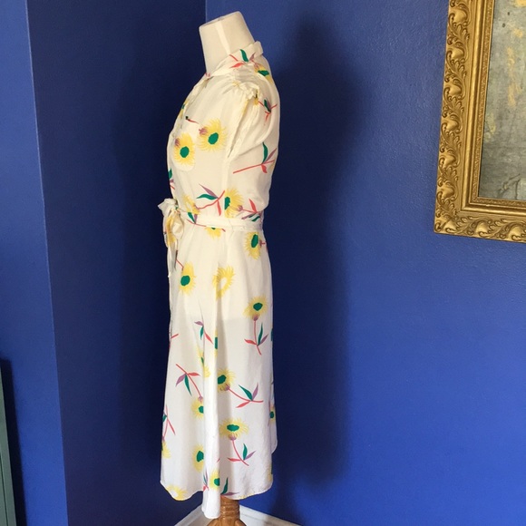 Vintage 70s-80s white floral summer day dress Hawaiian tropical flowers retro - Picture 4 of 14